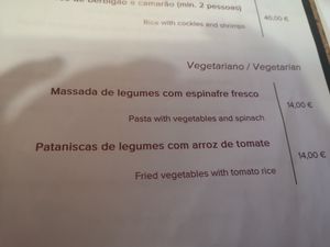 Menu at O Barão in Porto