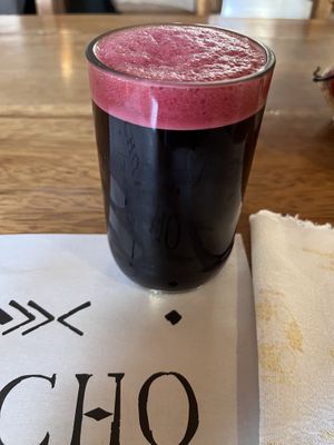 chicha morada, purple corn drink   at Chuncho in Ollantaytambo
