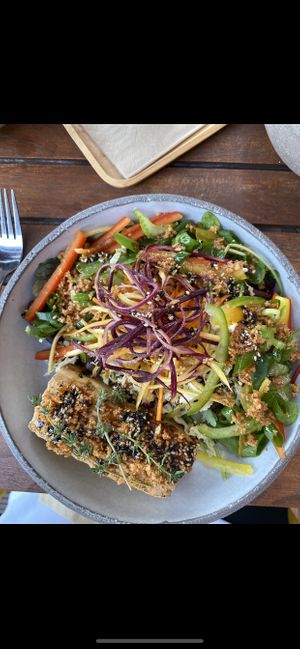 Marinated tofu with salad, from the mains section   at uuuhmami in Heidelberg