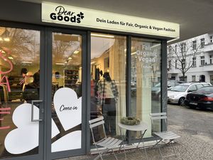 In front of the store #Veganuary at DearGoods in Berlin