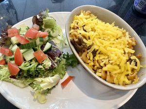 Pasta bake with side salad   at Animals in Need Sanctuary Vegan Cafe in Wellingborough
