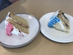 Tasty strawberry & blueberry almond cakes  at Animals in Need Sanctuary Vegan Cafe in Wellingborough
