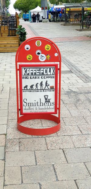 Entrance sign at Big Lake Coffee Roasters, CoffeeBar & Barista Butik in Ostersund