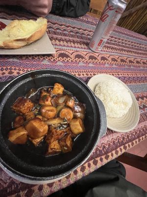 Mushroom and tofu clay pot. Ask for no fish sauce   at Lantern Vietnamese Restaurant - Nhà hàng Đèn Lồng Việt in Phong Nha