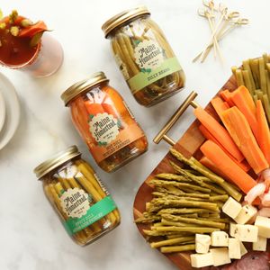 Pickled Asparagus, Carrots and Dilly Beans at Maine Homestead Market in Lyman