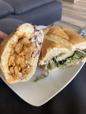 Buffalo and Med Veggie Sub.. both SO GOOD! 😍 at Buds in Salt Lake City