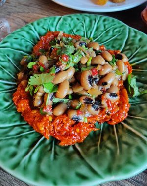 Roasted paprika with beans & coriander at Ravintola Elm  in Helsinki