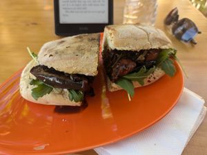 Bruschetta with vegan cheese at Loco Vegan Beach Bar in Crete