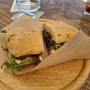 Mediterranean ciabatta at Loco Vegan Beach Bar in Crete