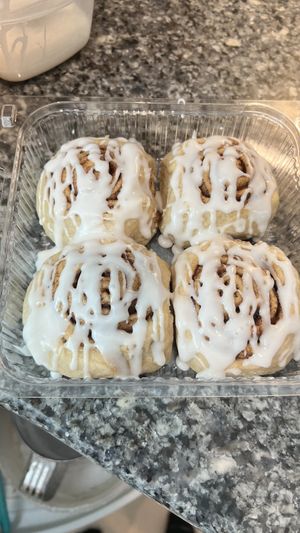 This is vegan cinnamon rolls with vegan icing.  at Chandra's Gourmet Treats - Pre Order Only in Oklahoma City