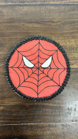 Check out this Spider-Man cookie cake! And it’s ALL VEGAN!! Contact us today to place your order.   at Chandra's Gourmet Treats - Pre Order Only in Oklahoma City