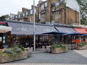 Front and outdoor seating at Kensington Creperie in South West London