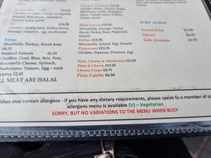 'Sorry, but no variations on the menu when busy' at Kensington Creperie in South West London