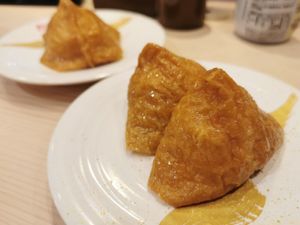 Tofu with rice at Kaiten Sushi Misaki in Tokyo