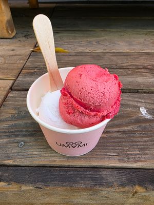 Coconut and raspberry at Umami in Almaty