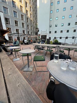 Exterior, benches and seating at Blique by Nobis in Stockholm