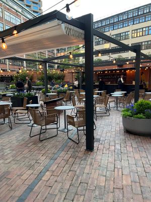 Exterior bar area normally with a outside DJ in the evenings at Blique by Nobis in Stockholm