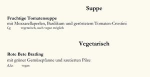 Auszug aus der Speisekarte at Ringhotel Warnemünder Hof in Rostock