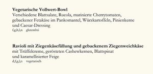 Auszug aus der Speisekarte at Ringhotel Warnemünder Hof in Rostock