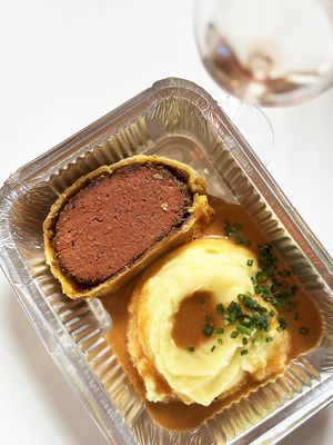 Special of 2nd March 2024 by Dasha Shevchenko: Unbelievable vegan Wellington with smooth mashed potato and vegan demi glass sauce  at Aygi in Yerevan
