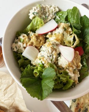 The part of Haykakan lunch: delicious "egg" salad at Aygi in Yerevan