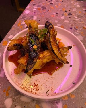 Crispy eggplant;  part of the vegan omakase for two   at Tae Tae Tae (태태태) in Busan