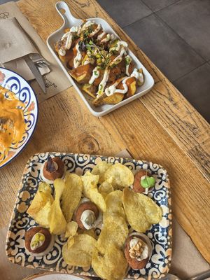 Croquettes and patatas bravas at Mocka Tomares in Tomares