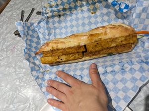 Hand for scale. I have pretty small hands, but still... at Saigon Sandwiches - Maybe closed in Toronto