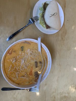 Spicy coconut noodle soup (mild-medium ) and I don’t like spice so is not that spicy   at Joyve Cafe in Auckland