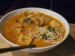 Laksa curry soup at Joyve Cafe in Auckland
