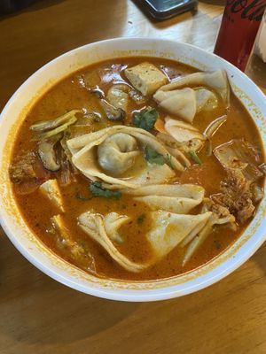 Wonton laksa  at Joyve Cafe in Auckland