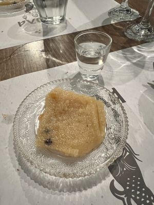 Dessert and a very tasty Raki   at Lola in Crete