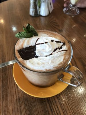 Vegan mint hot chocolate   at FUEL Shack in Halifax