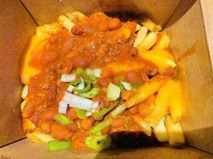 Vegan Chili cheese fries ✨delicious   at Amy's Drive Thru in Thousand Oaks