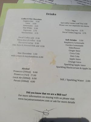 Drinks at Lucy's Tearoom  in Stow-on-the-wold