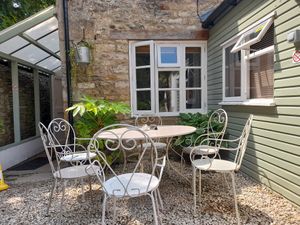 Outside at Lucy's Tearoom  in Stow-on-the-wold