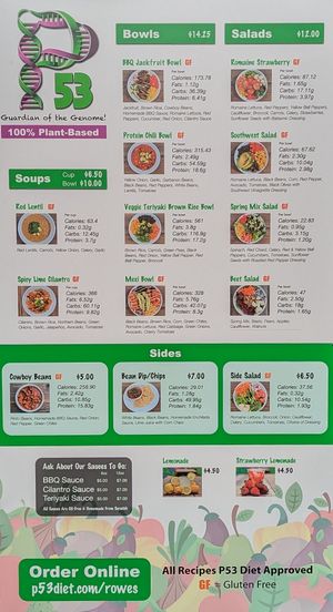 menu at P53 - The Heist in Portland