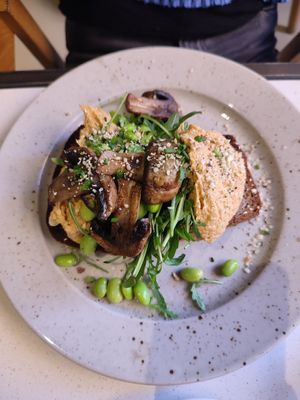 hummus toast, gf option at Franziska in Budapest