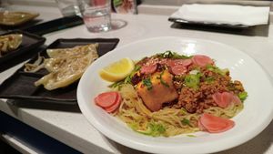 Chilli tofu summer ramen and bamboo gyoza at Tonkotsu  in Birmingham