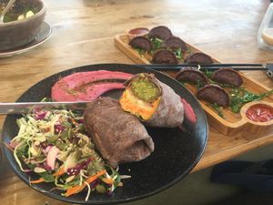 Falafel wraps and momos  at Bodhi Terrace - Maybe closed in Leh