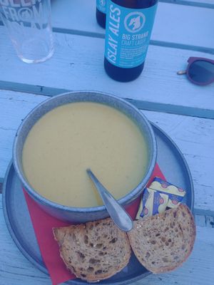 Vegan soup - curry cauliflower at The Lochside Hotel & Restaurant in Islay