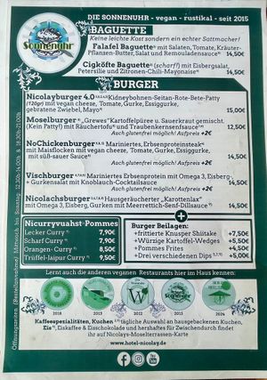 Menu Winter 2026 at Die Sonnenuhr in Zeltingen