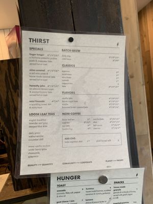 menu - no labeled vegan options but plant milk available   at Publik Coffee Roasters in Salt Lake City