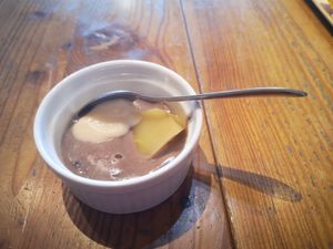 Chocolate mousse with fruit at Collaboration Cafeteria - コラボ食堂 in Ueda