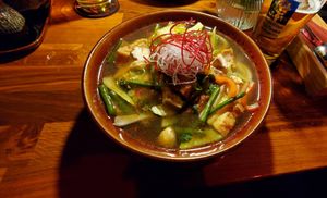 Udon (pikant) soup. Not pikant for me but very good. at Padme Hum  in Munich