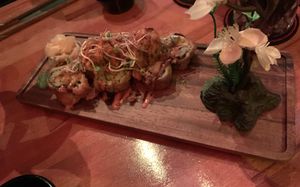 Crispy rolls as starter for the sushi plate  at Padme Hum  in Munich