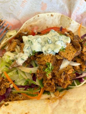 Doner (seitan meat) absolutely gorgeous and so full of flavour    at The Green Hen in Orihuela
