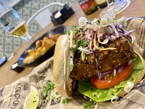 TOFU burger, so original, taste sensation   at The Green Hen in Orihuela