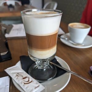 Oat milk latte at The Green Hen in Orihuela