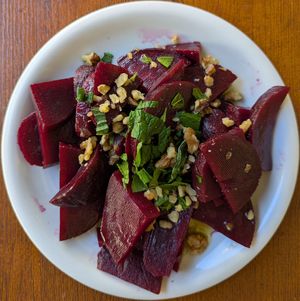 beetroots with spearmint and walnuts at Siga Siga in Crete